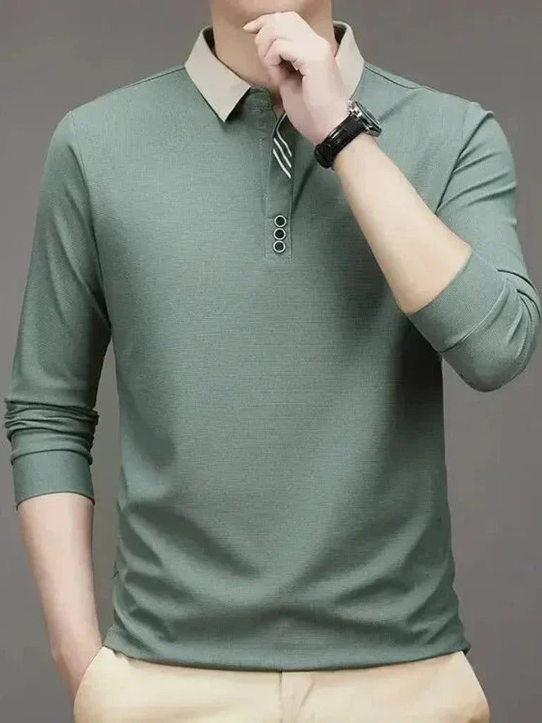 Patrick - Long Sleeve Polo with Ribbed Cuffs