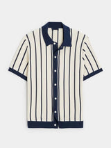Jason - Wide Stripe Knit Polo with Button Placket