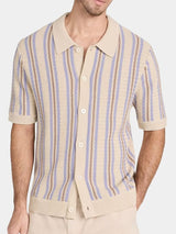 Jason - Wide Stripe Knit Polo with Button Placket