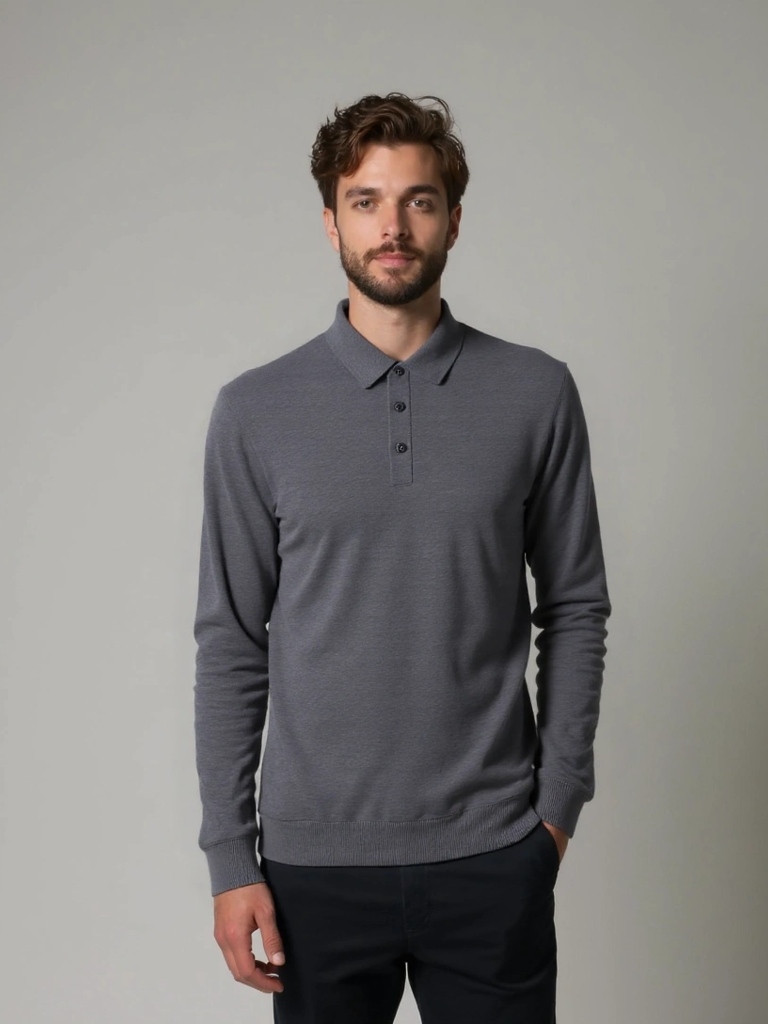 Brett - Plain Long Sleeve Polo