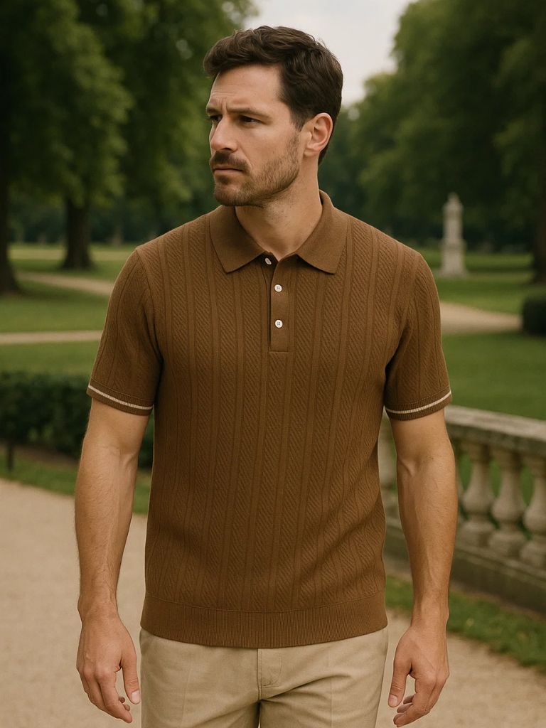 Brian - Brown Textured Polo