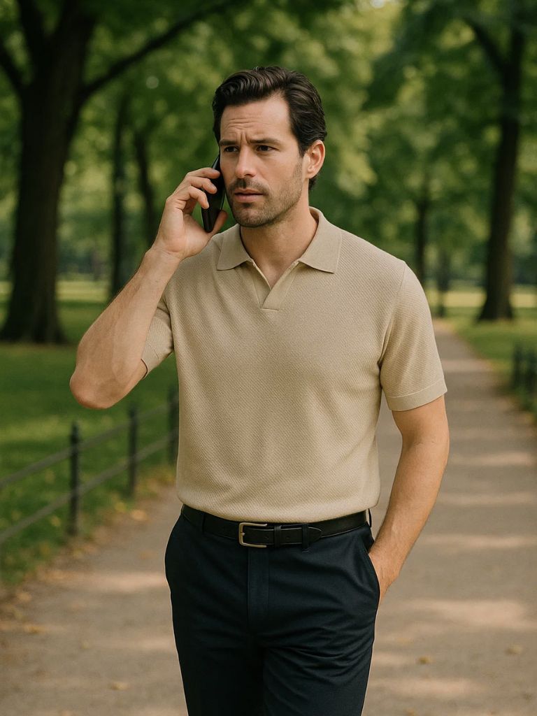Bryce - Knit Polo with Open Lapel Collar