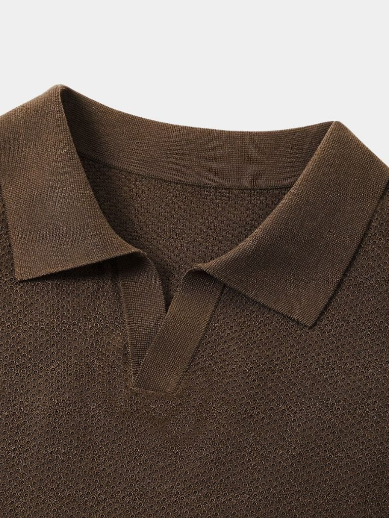 Bryce - Knit Polo with Open Lapel Collar
