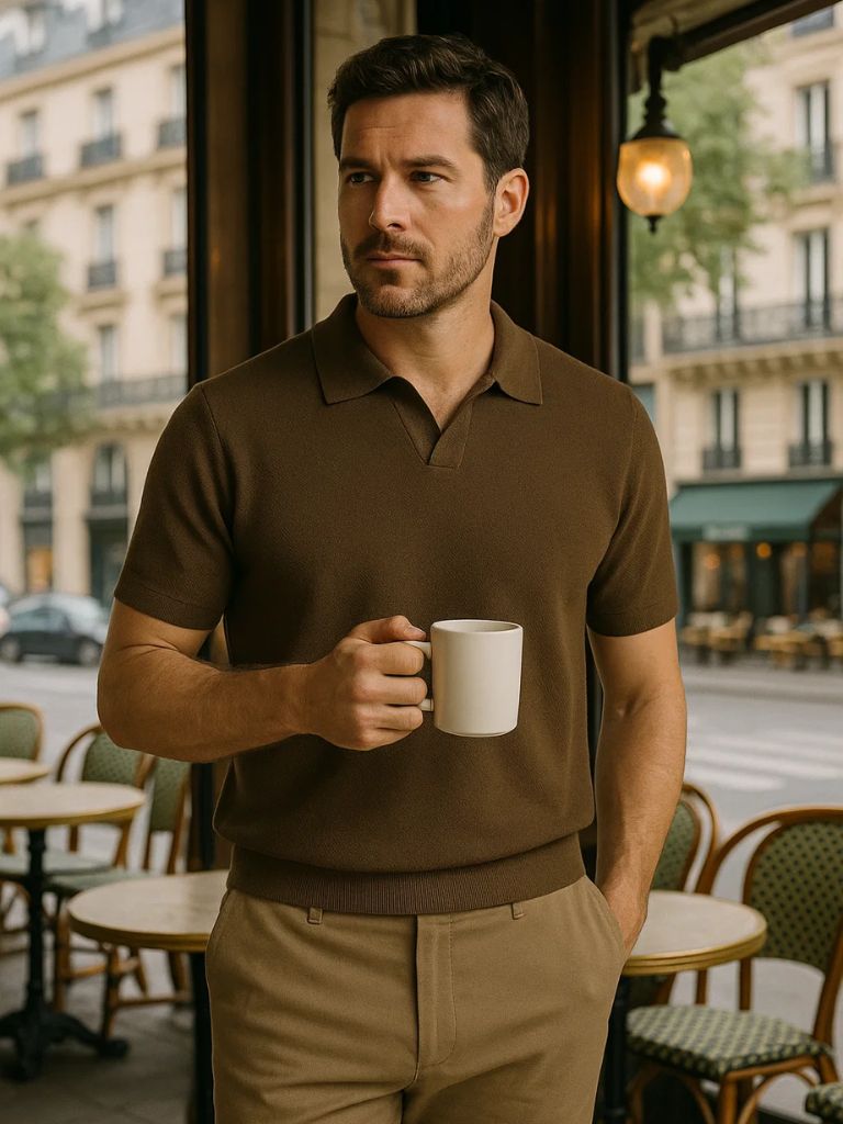 Bryce - Knit Polo with Open Lapel Collar