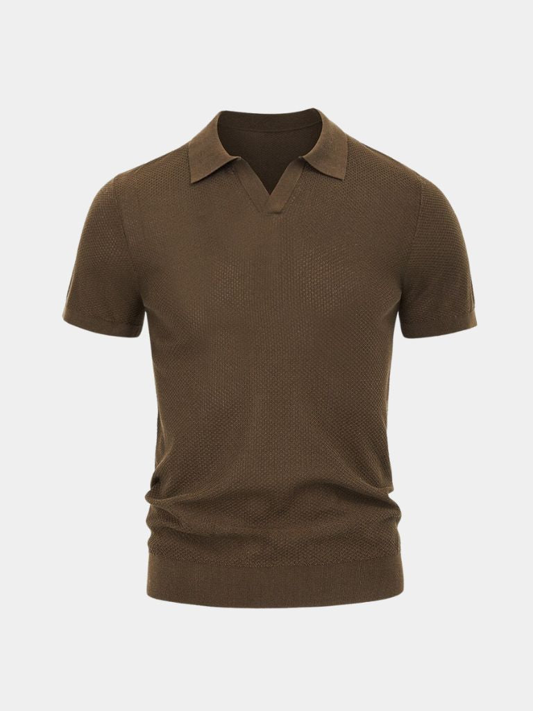 Bryce - Knit Polo with Open Lapel Collar