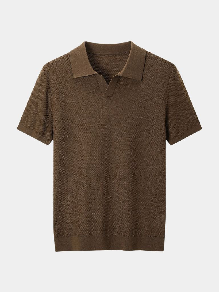 Bryce - Knit Polo with Open Lapel Collar