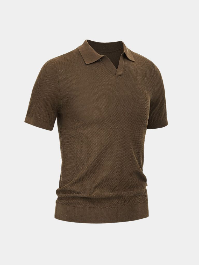 Bryce - Knit Polo with Open Lapel Collar