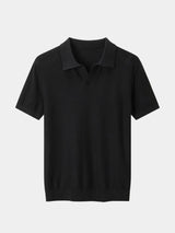 Bryce - Knit Polo with Open Lapel Collar