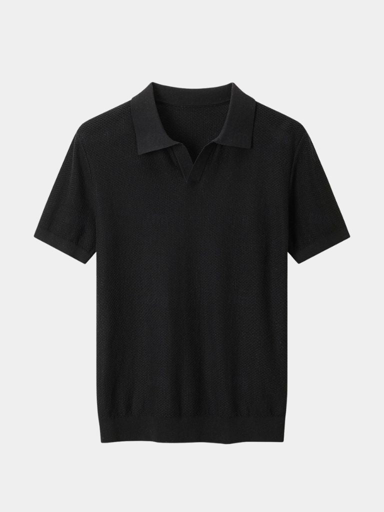 Bryce - Knit Polo with Open Lapel Collar