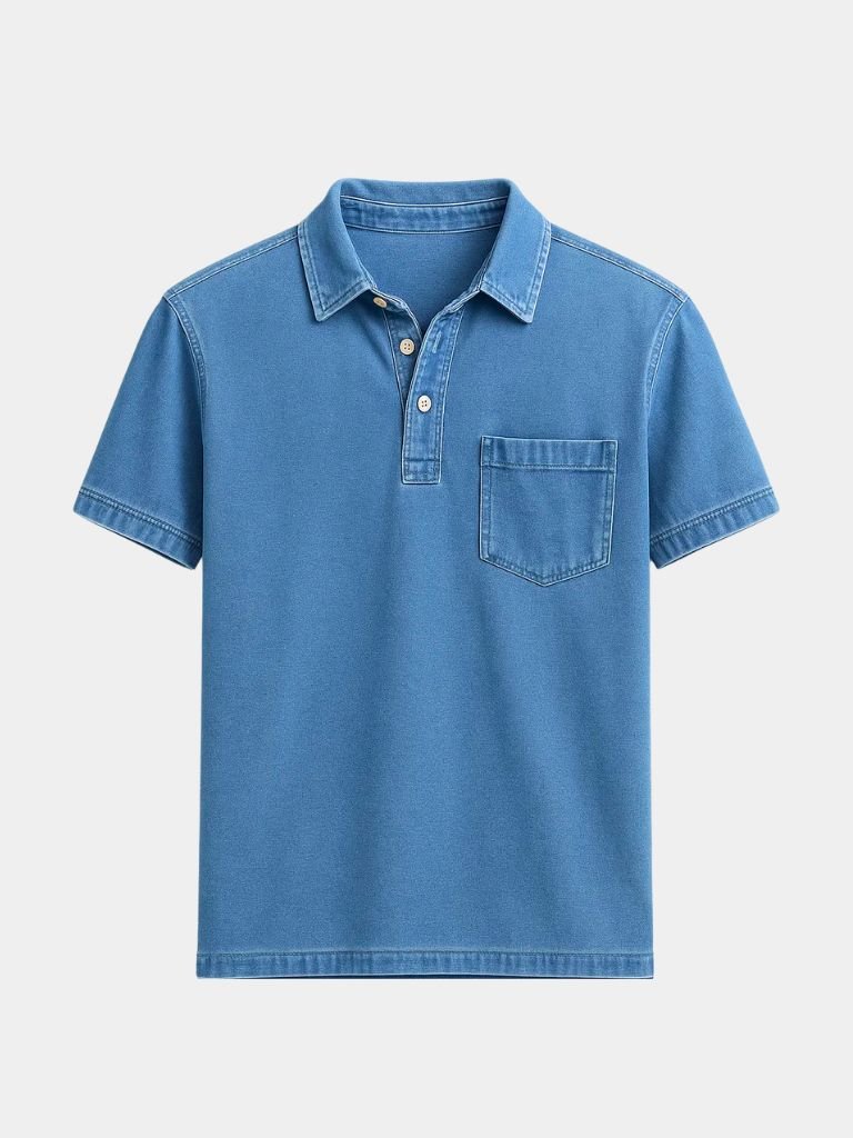 Cameron - Denim Look Polo with Chest Pocket