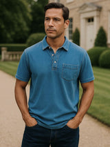 Cameron - Denim Look Polo with Chest Pocket