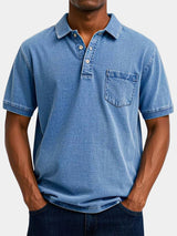 Cameron - Denim Look Polo with Chest Pocket