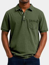 Cameron - Denim Look Polo with Chest Pocket