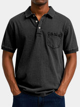 Cameron - Denim Look Polo with Chest Pocket