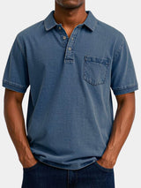 Cameron - Denim Look Polo with Chest Pocket