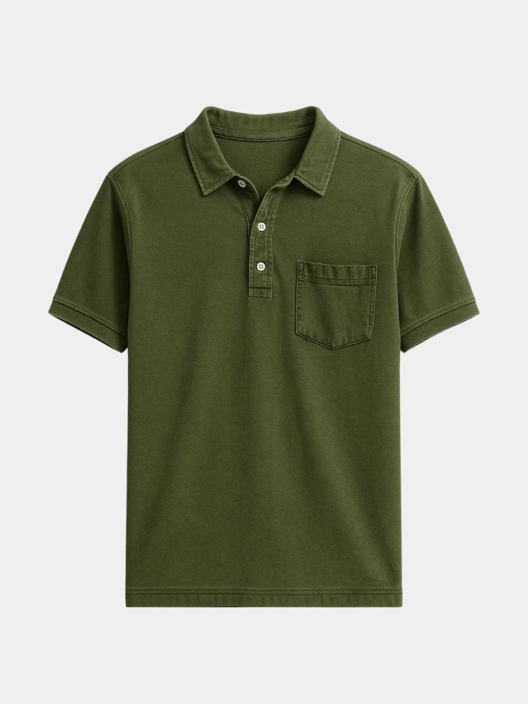 Cameron - Denim Look Polo with Chest Pocket