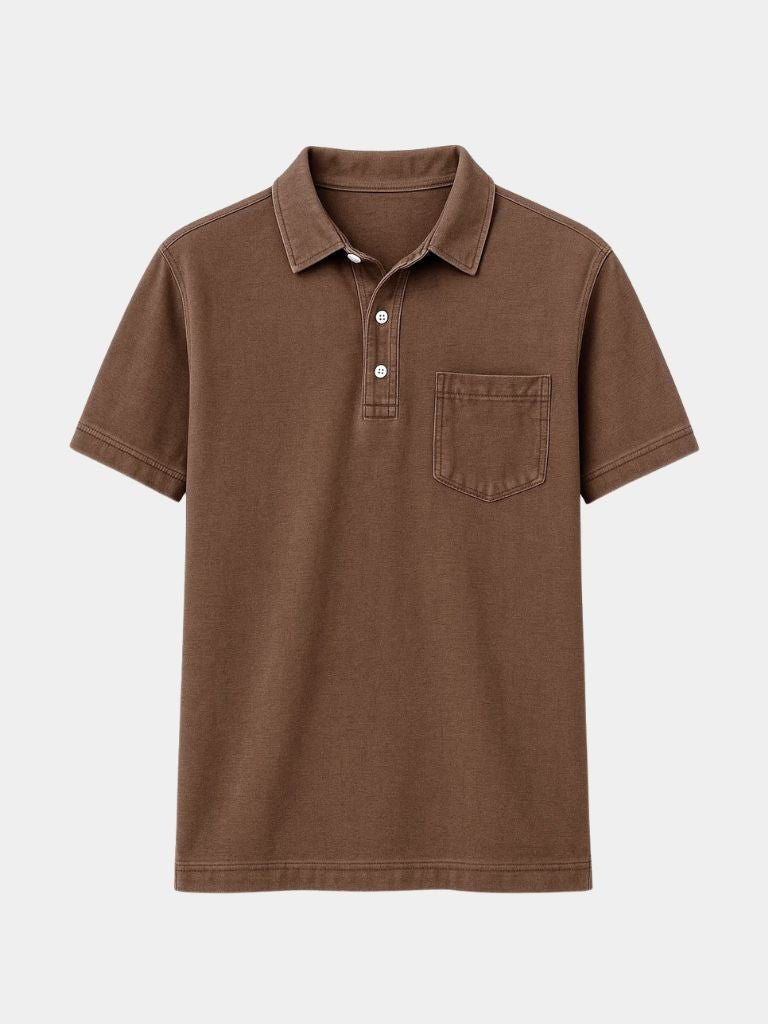 Cameron - Denim Look Polo with Chest Pocket