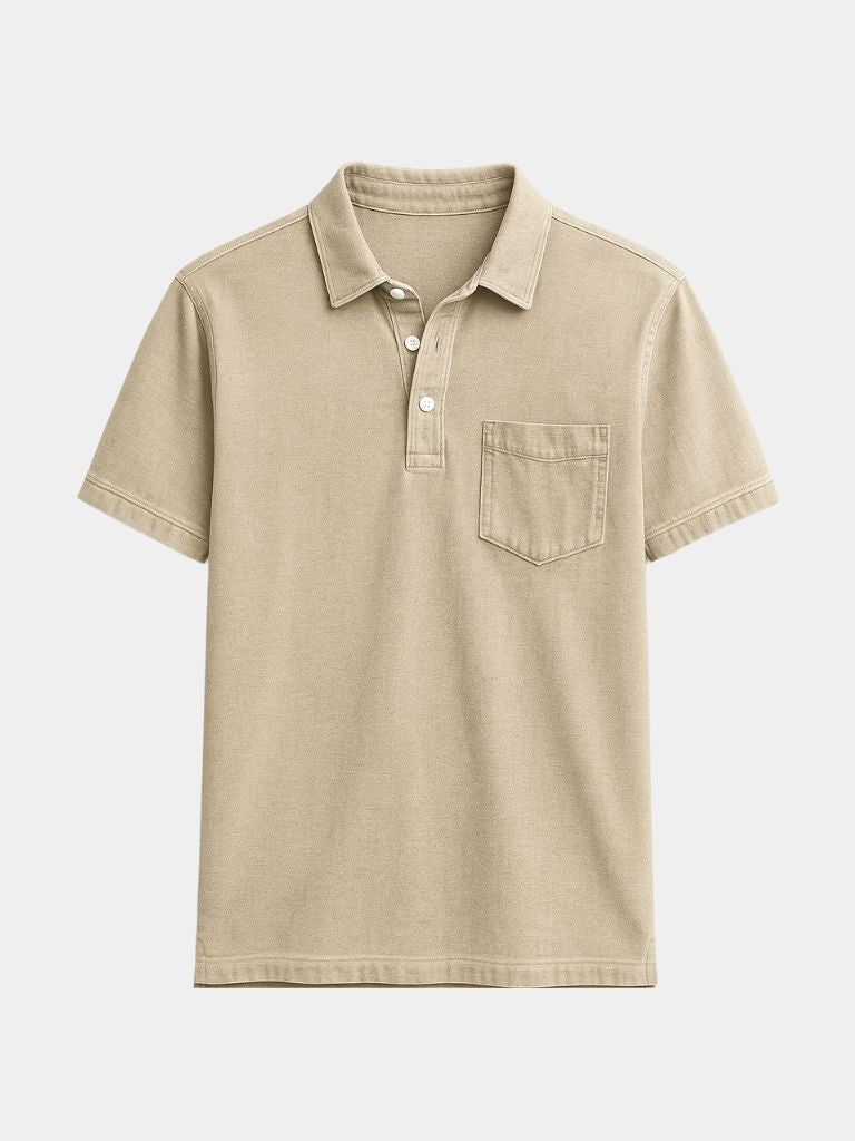 Cameron - Denim Look Polo with Chest Pocket