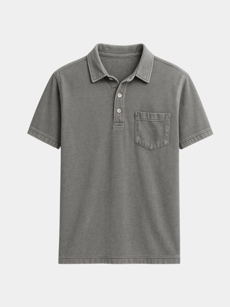Cameron - Denim Look Polo with Chest Pocket