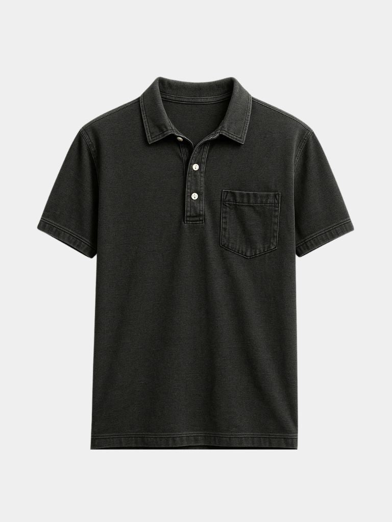 Cameron - Denim Look Polo with Chest Pocket