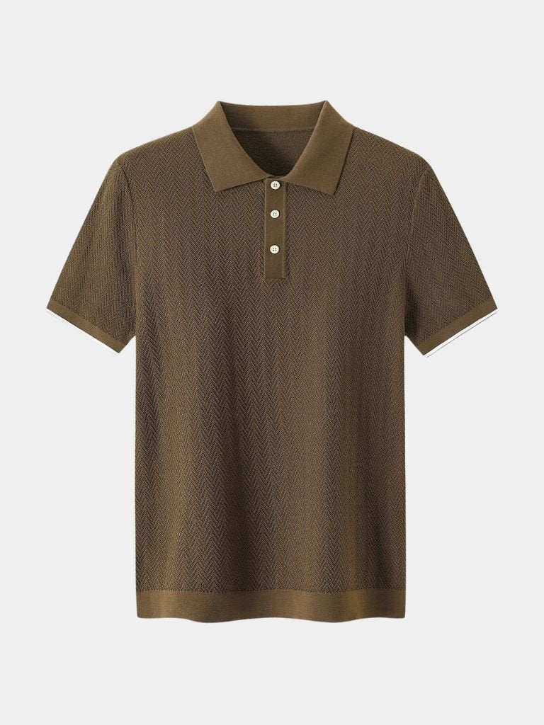 Cody - Brown Textured Knit Polo