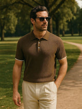 Cody - Brown Textured Knit Polo