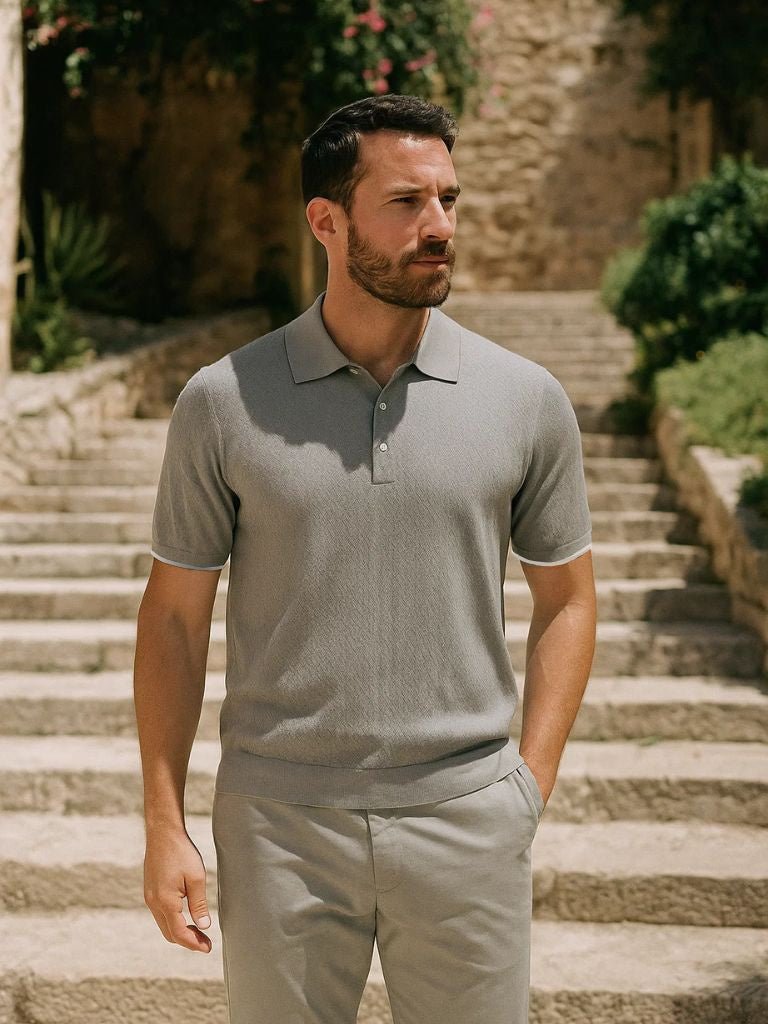 Cody - Brown Textured Knit Polo