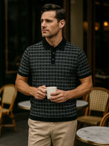 Dallas - Black Textured Knit Polo