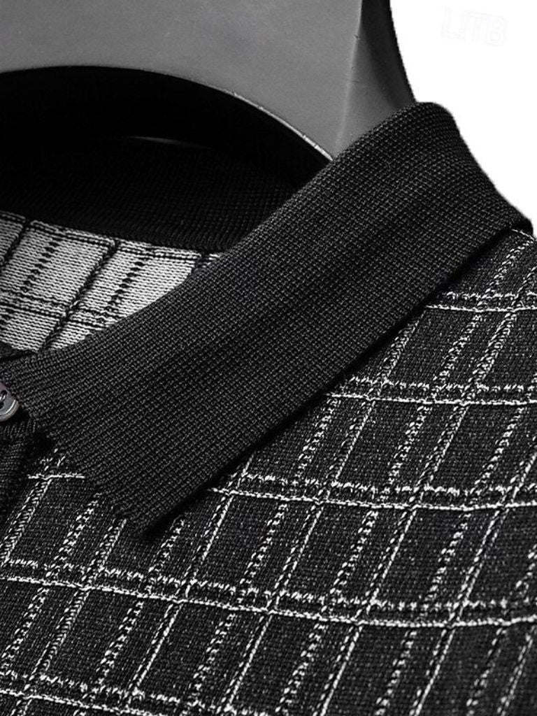 Dallas - Black Textured Knit Polo