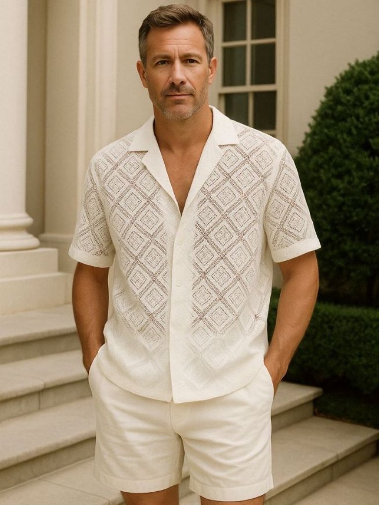 Devin - Textured Polo with Open Collar