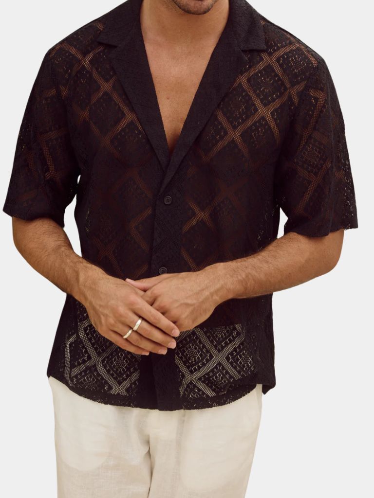 Devin - Textured Polo with Open Collar