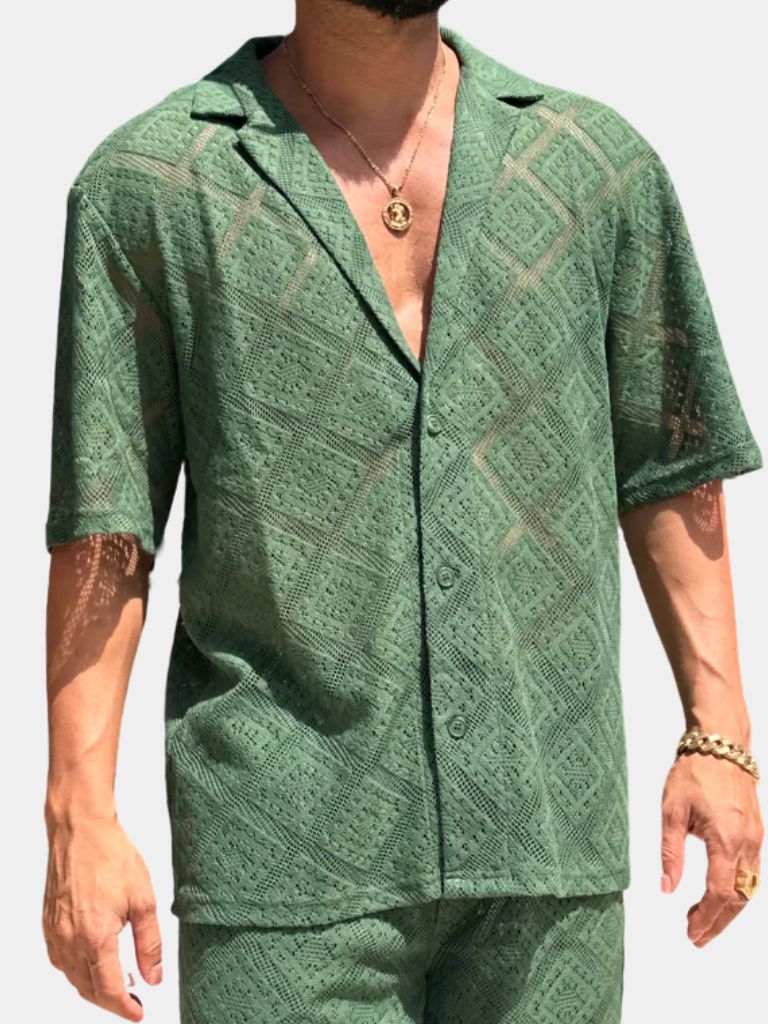 Devin - Textured Polo with Open Collar