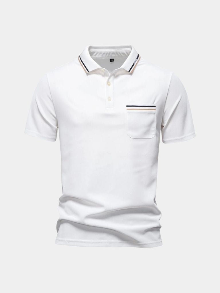Graham - White Polo with Chest Pocket