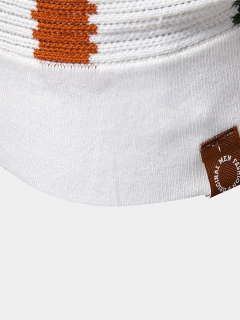 Greg - Striped Knit Polo with Open Collar