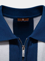 Jesse - Navy Vertical Stripe Zip Polo