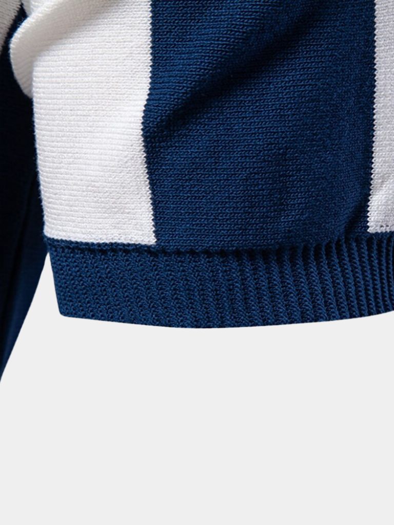 Jesse - Navy Vertical Stripe Zip Polo