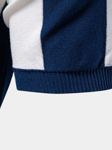 Jesse - Navy Vertical Stripe Zip Polo