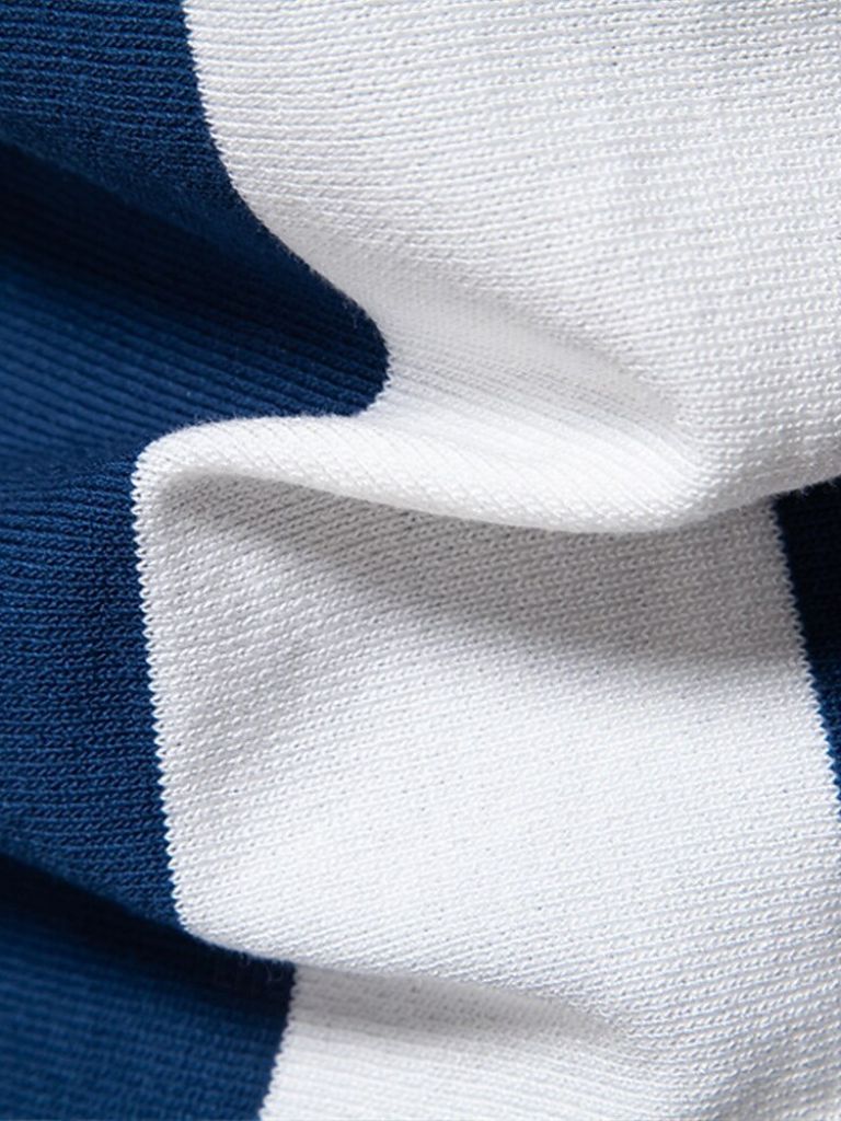 Jesse - Navy Vertical Stripe Zip Polo