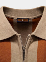 Jesse - Navy Vertical Stripe Zip Polo