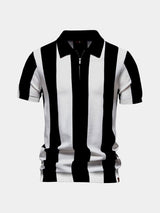 Jesse - Navy Vertical Stripe Zip Polo