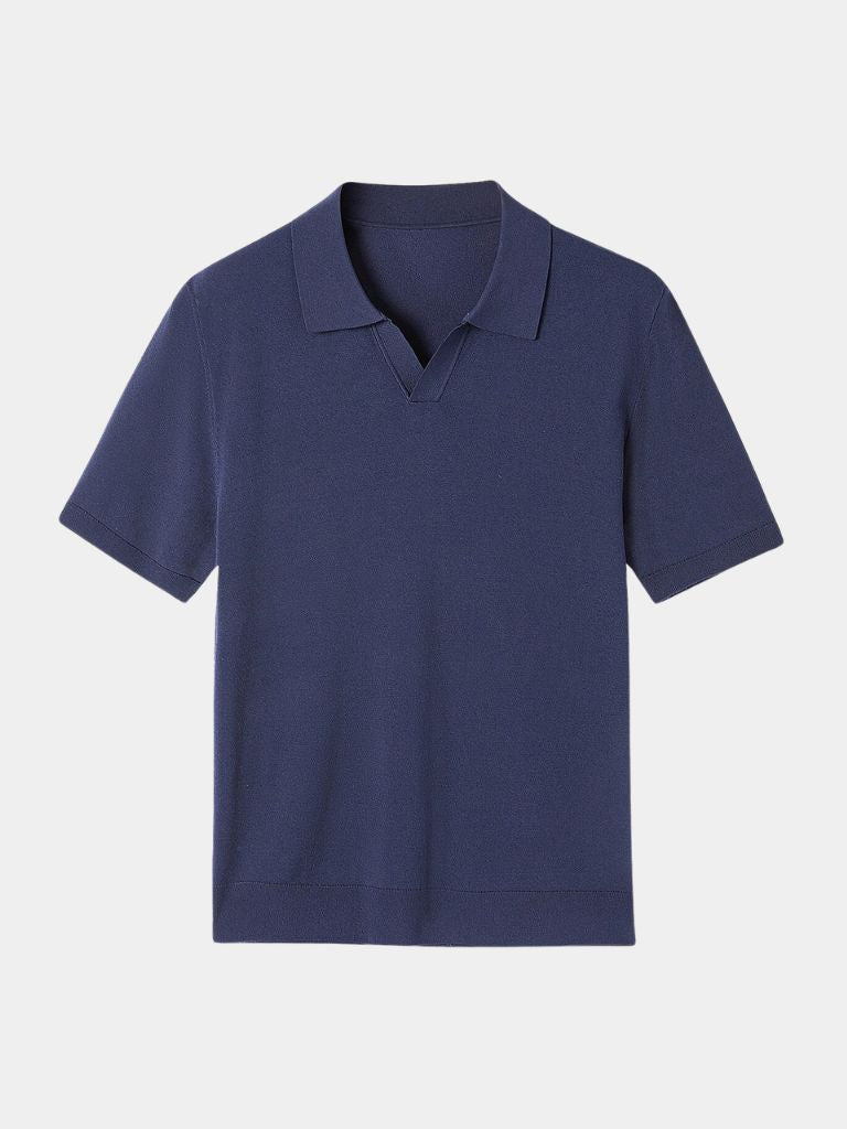 Keegan - Knit Polo with Open Collar
