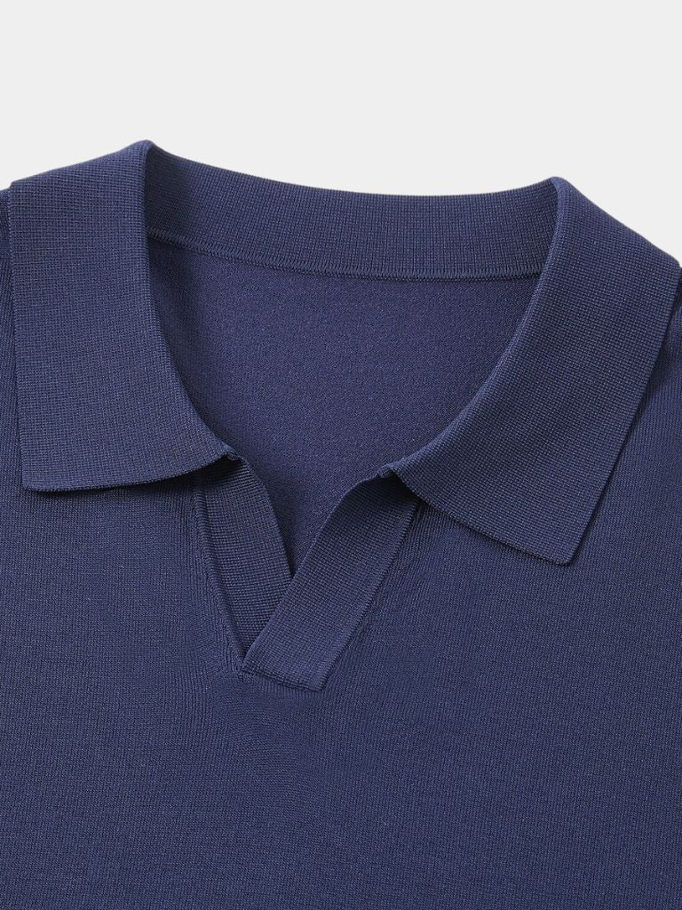 Keegan - Knit Polo with Open Collar