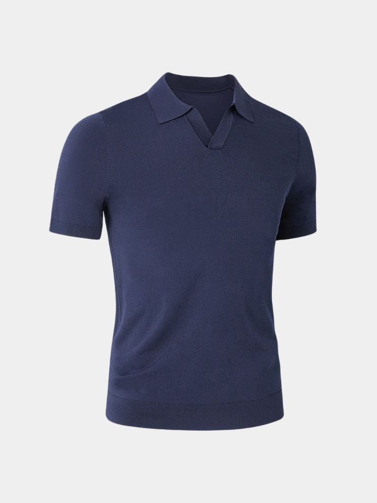 Keegan - Knit Polo with Open Collar
