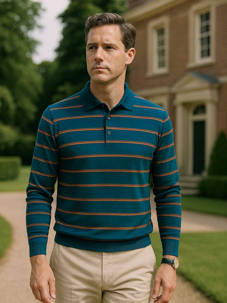 Colton - Striped Long Sleeve Polo