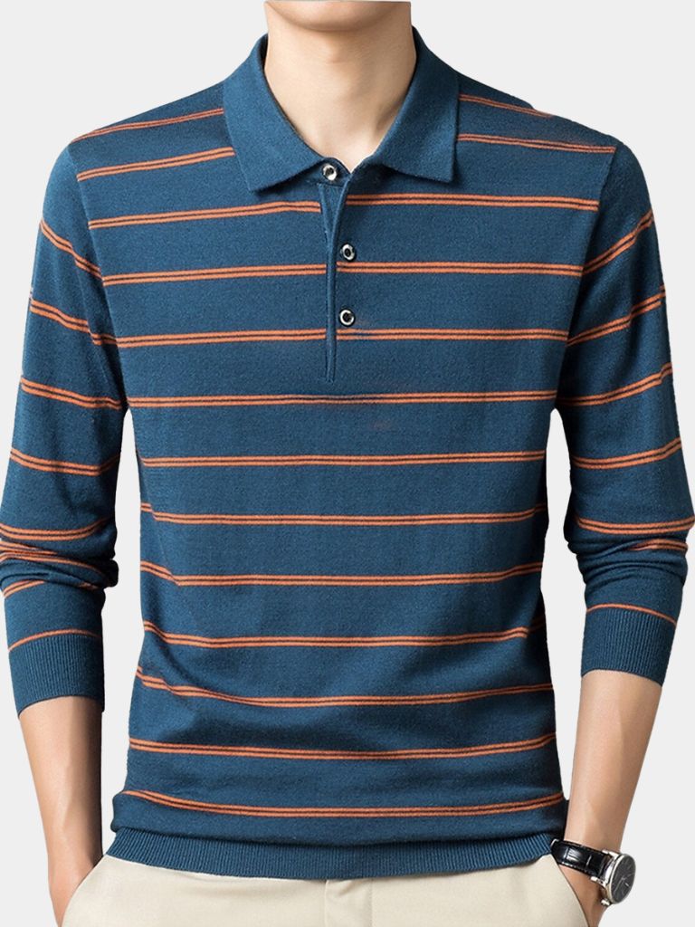 Colton - Striped Long Sleeve Polo
