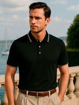 Dallas - Black Polo with Contrast Piping