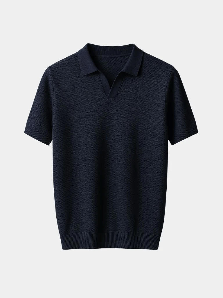 Dustin - Navy Open Collar Polo