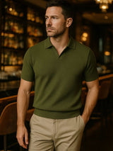 Dustin - Navy Open Collar Polo