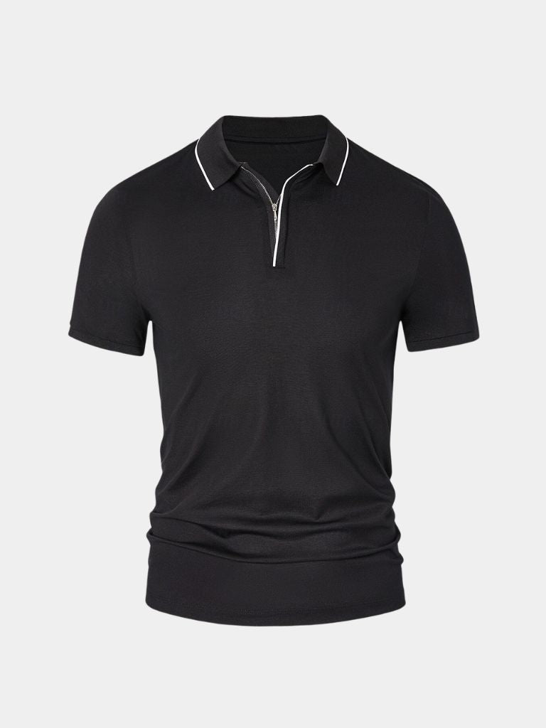 Grant - Black Zip Collar Polo