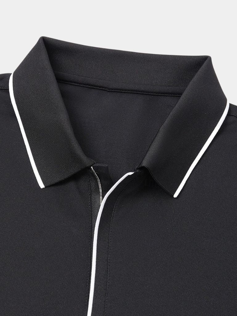 Grant - Black Zip Collar Polo